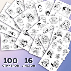 Стикербук РАСКРАСЬ И НАКЛЕЙ А5, 16 листов, 100 стикеров, на гребне, BRAUBERG, &laquo;Для девочек&raquo;, 666049