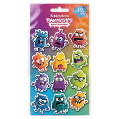 Наклейки зефирные кросс-серия МОНСТРИКИ, многоразовые, 10&times;15 см, BRAUBERG, 666055