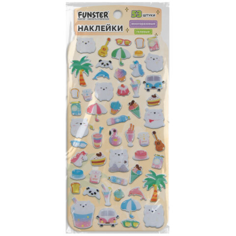 Наклейки гелевые "Вкусный микс", 17,5х9 см, ассорти 6 видов, FUNSTER (ФАНСТЕР), 666082