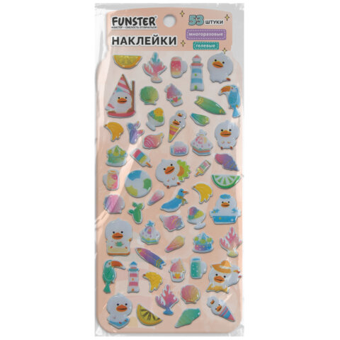 Наклейки гелевые "Вкусный микс", 17,5х9 см, ассорти 6 видов, FUNSTER (ФАНСТЕР), 666082