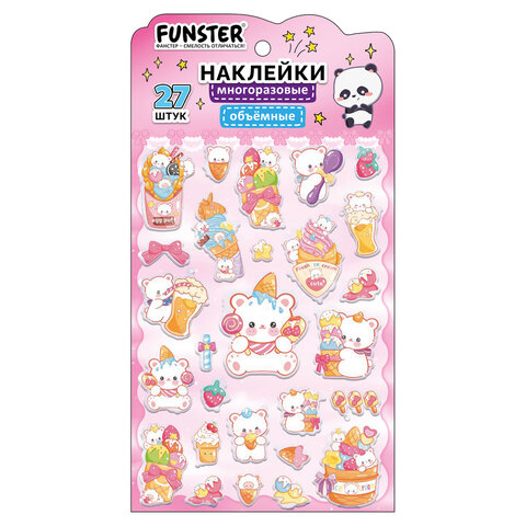Наклейки объемные "Яркий микс", 19х13,5 см, ассорти 12 видов, FUNSTER (ФАНСТЕР), 666087