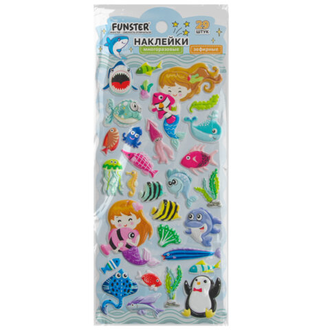 Наклейки зефирные "Животный мир", 19х9,5 см, ассорти 8 видов, FUNSTER (ФАНСТЕР), 666089