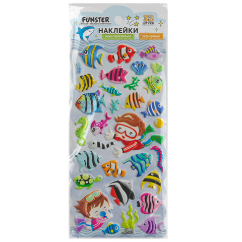 Наклейки зефирные "Животный мир", 19х9,5 см, ассорти 8 видов, FUNSTER (ФАНСТЕР), 666089