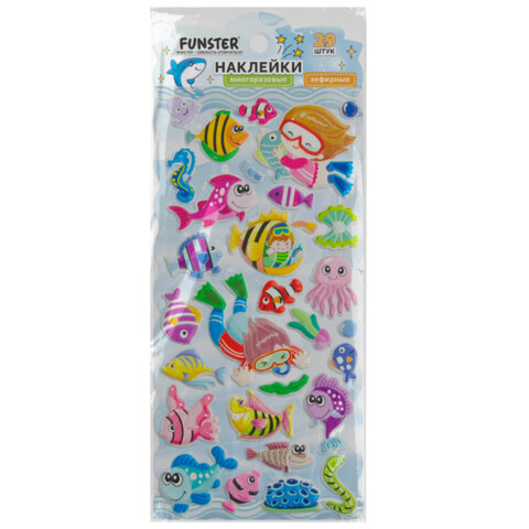 Наклейки зефирные "Животный мир", 19х9,5 см, ассорти 8 видов, FUNSTER (ФАНСТЕР), 666089