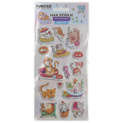 Наклейки зефирные "Котики", 18х9,5 см, ассорти 6 видов, FUNSTER (ФАНСТЕР), 666092