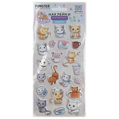 Наклейки зефирные "Котики", 18х9,5 см, ассорти 6 видов, FUNSTER (ФАНСТЕР), 666092