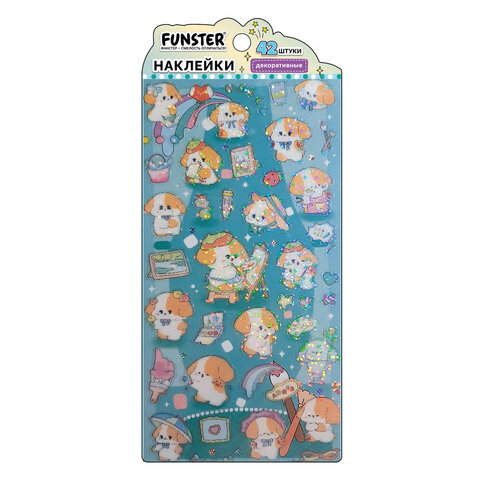 Наклейки декоративные "Веселый микс", 17,5х9 см, ассорти 6 видов, FUNSTER (ФАНСТЕР), 666094