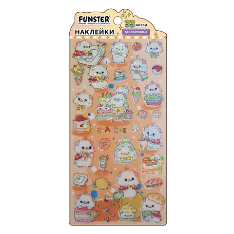 Наклейки декоративные "Веселый микс", 17,5х9 см, ассорти 6 видов, FUNSTER (ФАНСТЕР), 666094