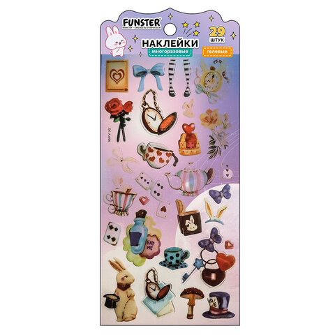 Наклейки гелевые "Акварельные мечты", 17,5х9 см, ассорти 6 видов, FUNSTER (ФАНСТЕР), 666096