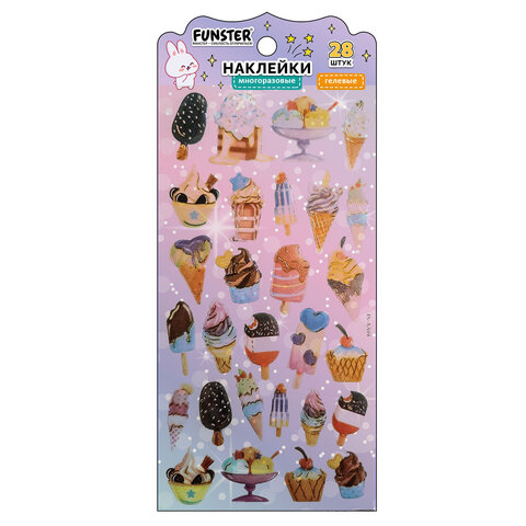 Наклейки гелевые "Акварельные мечты", 17,5х9 см, ассорти 6 видов, FUNSTER (ФАНСТЕР), 666096