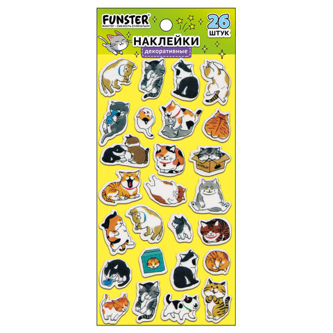 Наклейки декоративные "Настроение", 17,5х9 см, ассорти 4 вида, FUNSTER (ФАНСТЕР), 666098