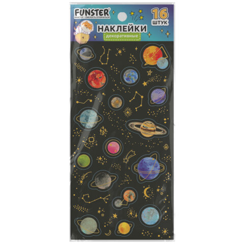 Наклейки декоративные "Black edition", 17,5х9 см, ассорти 6 видов, FUNSTER (ФАНСТЕР), 666100