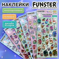Наклейки гелевые "Любимые блестки", 17,5х9 см, ассорти 6 видов, FUNSTER (ФАНСТЕР), 666104