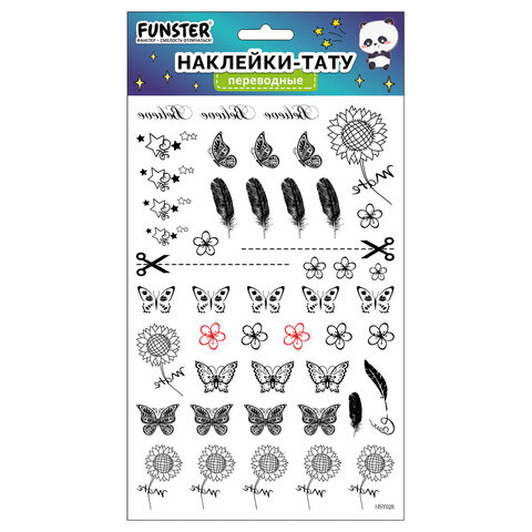 Наклейки-тату переводные "Ассорти", 29х15,5 см, ассорти 12 видов, FUNSTER (ФАНСТЕР), 666106