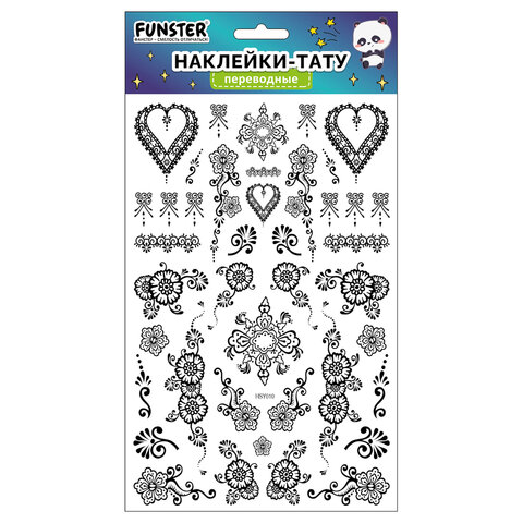 Наклейки-тату переводные "Ассорти", 29х15,5 см, ассорти 12 видов, FUNSTER (ФАНСТЕР), 666106