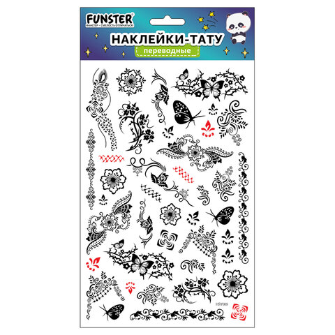 Наклейки-тату переводные "Ассорти", 29х15,5 см, ассорти 12 видов, FUNSTER (ФАНСТЕР), 666106