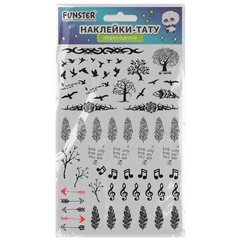 Наклейки-тату переводные &laquo;Ассорти&raquo;, 29&times;15,5 см, ассорти 12 видов, FUNSTER (ФАНСТЕР), 666106