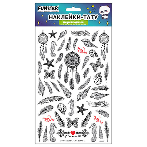 Наклейки-тату переводные "Ассорти", 29х15,5 см, ассорти 12 видов, FUNSTER (ФАНСТЕР), 666106