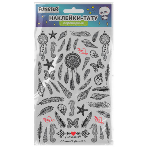 Наклейки-тату переводные "Ассорти", 29х15,5 см, ассорти 12 видов, FUNSTER (ФАНСТЕР), 666106