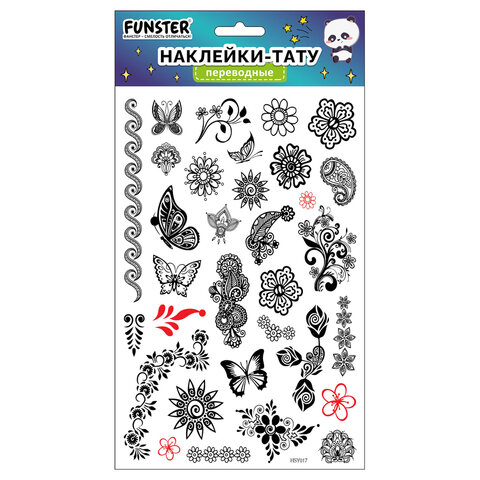 Наклейки-тату переводные "Ассорти", 29х15,5 см, ассорти 12 видов, FUNSTER (ФАНСТЕР), 666106