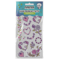 Наклейки-тату переводные &laquo;Блестящие&raquo;, 15,5&times;9,5 см, ассорти 8 видов, FUNSTER (ФАНСТЕР), 666107