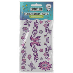 Наклейки-тату переводные &laquo;Блестящие&raquo;, 15,5&times;9,5 см, ассорти 8 видов, FUNSTER (ФАНСТЕР), 666107