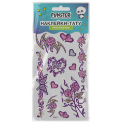 Наклейки-тату переводные &laquo;Блестящие&raquo;, 15,5&times;9,5 см, ассорти 8 видов, FUNSTER (ФАНСТЕР), 666107