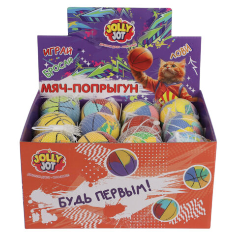 Мяч-попрыгун ЦВЕТНОЙ МИКС, 6 см, ТПР, ассорти, 12 цветов, JOLLY JOT (ДЖОЛЛИ ДЖОТ), 666124