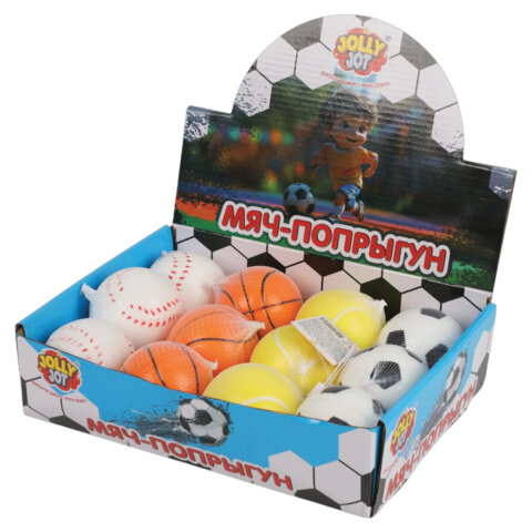 Мяч-попрыгун СПОРТ, 6 см, полиуретан ассорти, 4 вида, JOLLY JOT (ДЖОЛЛИ ДЖОТ), 666127