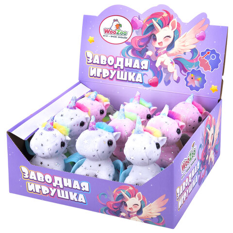 Игрушка мягкая заводная "Единорог", высота 11 см, ассорти 2 цвета, WOOZOO (ВУЗУ), 666193