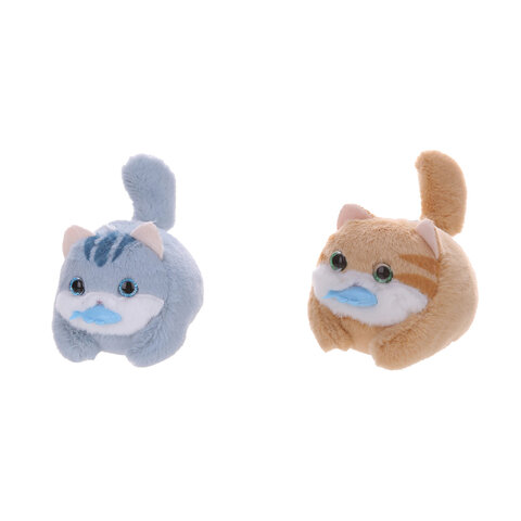 Игрушка пищалка мягкая заводная Кот с рыбой, 7,5см, ассорти 2 цвета, WOOZOO (ВУЗУ), 666194