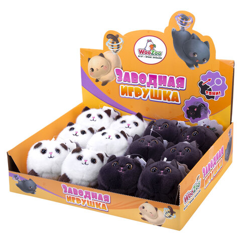 Игрушка пищалка мягкая заводная "Котик," высота 14 см, ассорти 2 цвета, WOOZOO (ВУЗУ), 666195 - фото 9