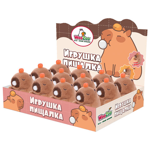Игрушка пищалка мягкая Капибара со Жвачкой, высота 11 см, WOOZOO (ВУЗУ), 666198 - фото 2