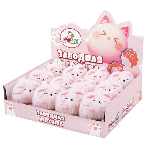 Игрушка пищалка мягкая заводная "Кот Пухляш", высота 8 см, WOOZOO (ВУЗУ), 666201
