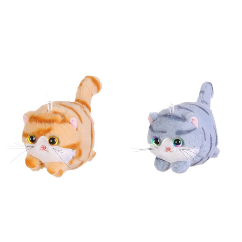 Игрушка пищалка мягкая заводная Кот Полосатый, высота 8 см, ассорти 2 цвета, WOOZOO (ВУЗУ), 666202