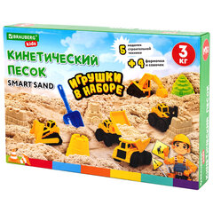 Набор кинетического песка 3 кг, &laquo;ВЕСЕЛАЯ СТРОЙКА&raquo;, песочница, игрушки, формочки, BRAUBERG KIDS, 666210