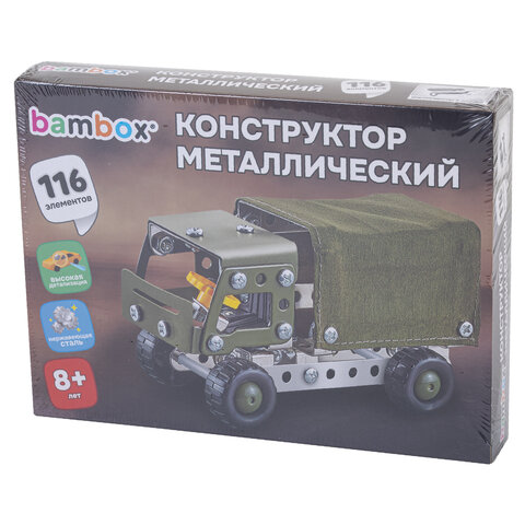 Конструктор металлический "Военный грузовик", с подвижными деталями, 116 элементов, BAMBOX (БАМБОКС), 666362 - фото 8