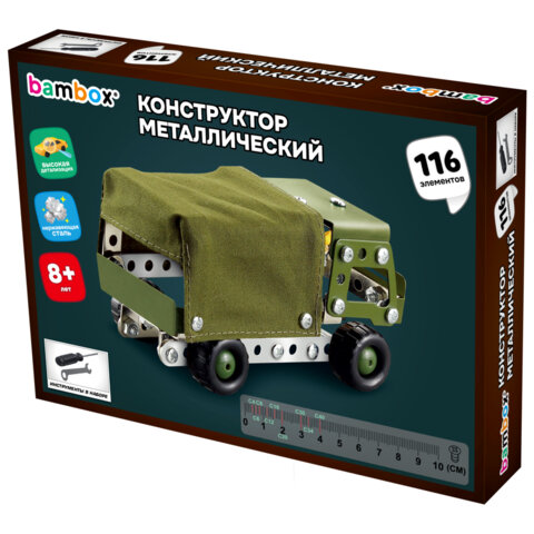 Конструктор металлический "Военный грузовик", с подвижными деталями, 116 элементов, BAMBOX (БАМБОКС), 666362 - фото 3