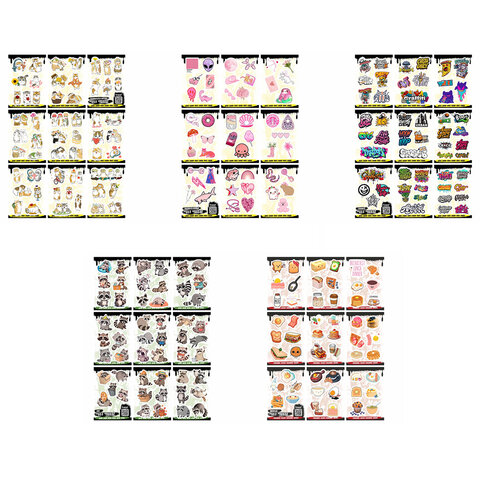 Наклейки виниловые, 45-78 шт., 9 листов, А6, "ЯРКИЕ ДИЗАЙНЫ", АССОРТИ, NALEPKING