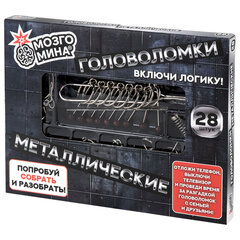 Головоломки металлические, набор 28 штук, разные уровни сложности, МОЗГОМИНА, 666420