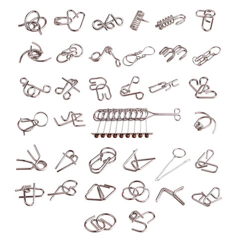 Головоломки металлические, набор 36 штук, разные уровни сложности, МозгоМина, 666421