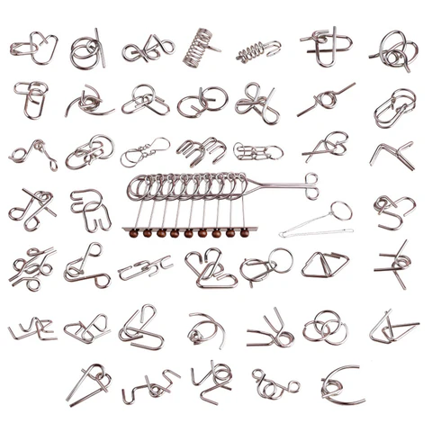 Головоломки металлические, набор 45 штук, разные уровни сложности, МозгоМина, 666422