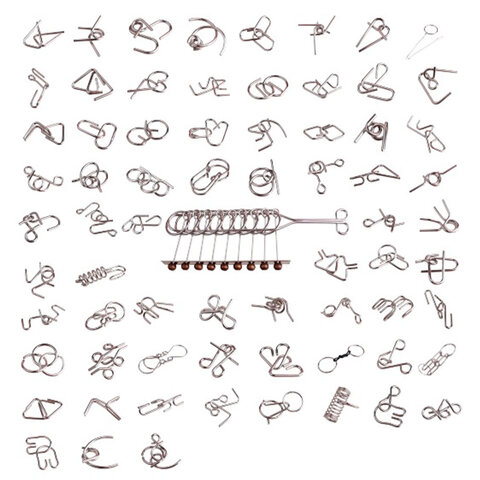 Головоломки металлические, набор 70 штук, разные уровни сложности, МозгоМина, 666423