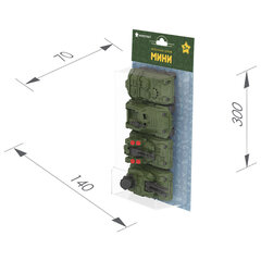 Военные машины игрушечные в наборе, пластиковые, 4 шт., 7x14x30 см, НОРДПЛАСТ