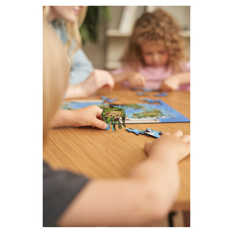 Интерактивная деревянная карта-пазл GLOBEN "Животный и растительный мир Земли", 41х29 см, 100 элементов, PAG5203