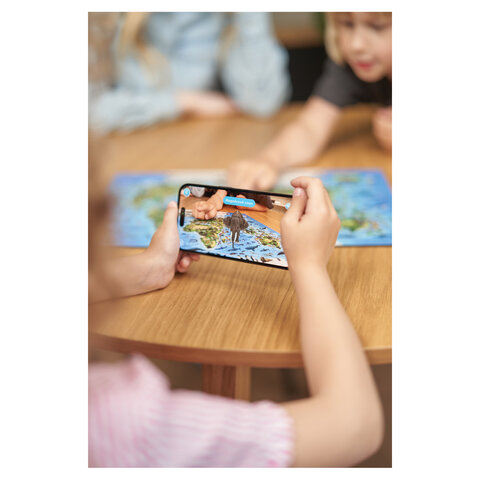 Интерактивная деревянная карта-пазл GLOBEN "Животный и растительный мир Земли", 41х29 см, 100 элементов, PAG5203