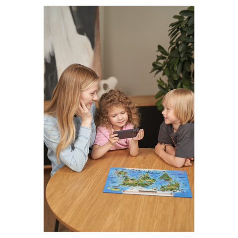 Интерактивная деревянная карта-пазл GLOBEN "Животный и растительный мир Земли", 41х29 см, 100 элементов, PAG5203