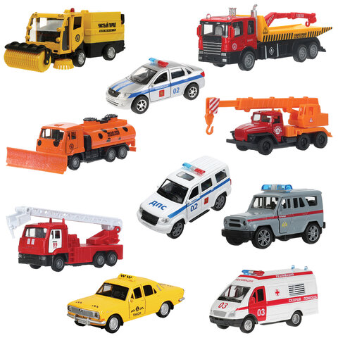 Машина металлическая коллекционная АССОРТИ 3, длина 10-15 см, инерционная, 10 видов, ТЕХНОПАРК, N-003, 2106-12-BU