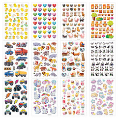 Наклейки объемные зефирные 15&times;10 см, ассорти 12 видов, FUNSTER (ФАНСТЕР), 666675