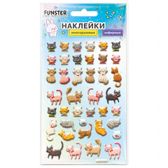 Наклейки объемные зефирные 15&times;10 см, ассорти 12 видов, FUNSTER (ФАНСТЕР), 666675